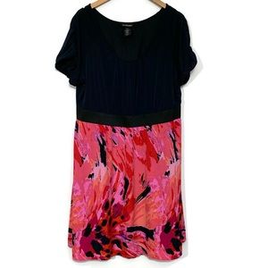 Lane Bryant Colorblock Watercolor Navy Black Pink Dress 18/20